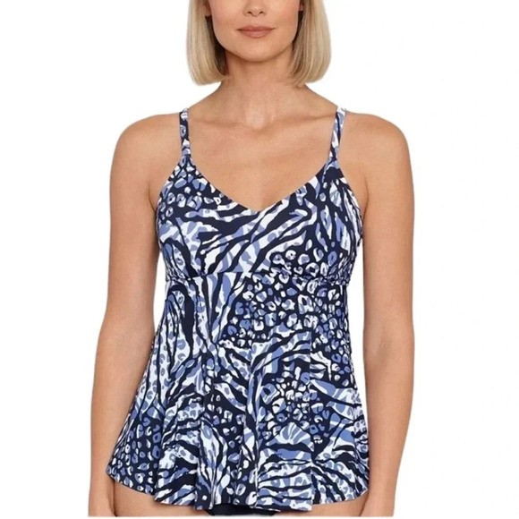 Swim Solutions Plus Size Underwire Bust Support Tankini Top Swimsuit Size 16 NWT - Picture 2 of 12